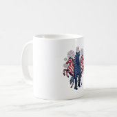 Mug Chevaux patriotiques Conception vectorielle de feu (Devant gauche)