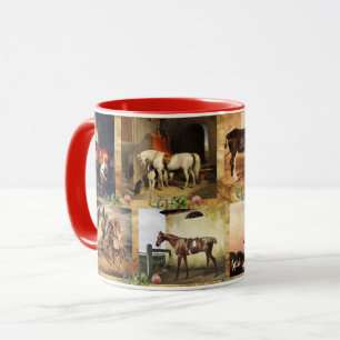MUG CHEVAUX PEINTURES D'ART FIN PARCHEMENT, CHAUSSURES