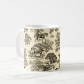 Mug Chevaux rustiques élégants Arbres Toile beige marr (Devant gauche)