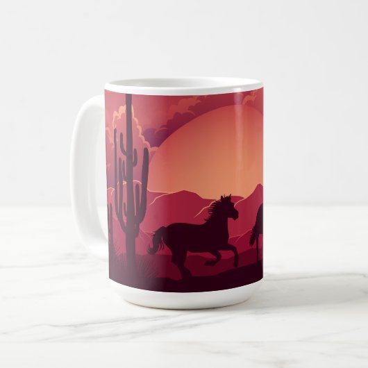 Mug Chevaux sauvages du désert du soleil couchant (Devant gauche)