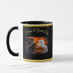 Mug Chevaux se battant dans une mauvaise tempête d'écl