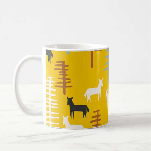 Mug Chevaux Tribaux : Forêt Rétro Sans Mer (Gauche)