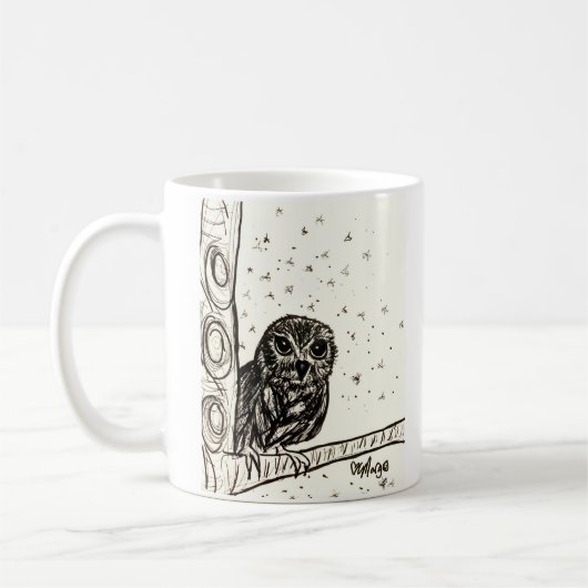Mug Chevêche des bébés qui se repose dans la nuit (Gauche)
