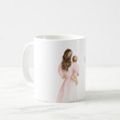 Mug Cheveux Bruns Robe Rose Amour (Devant gauche)