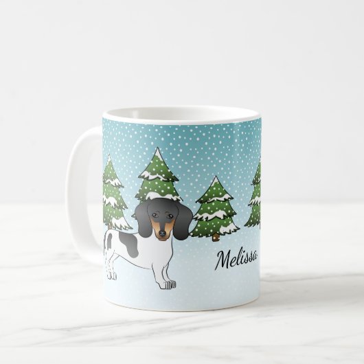 Mug Cheveux Courte Noir Et Tan En Hiver (Devant gauche)