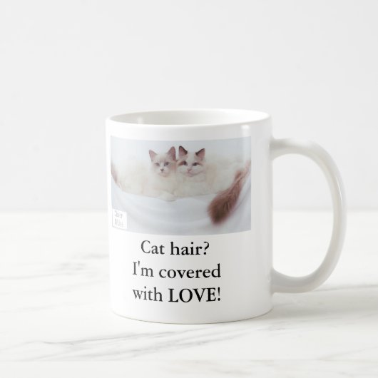Mug Cheveux de chat ? Je suis couvert avec AMOUR ! (Droite)