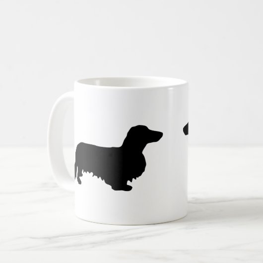 Mug Cheveux longs Dachshund - Silhouette 1 (Devant gauche)