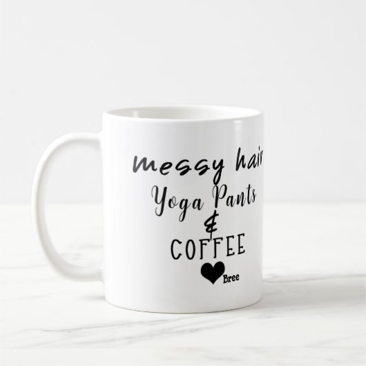 Mug Cheveux Messy Yoga Pants Café Personnalisé Chic (Gauche)