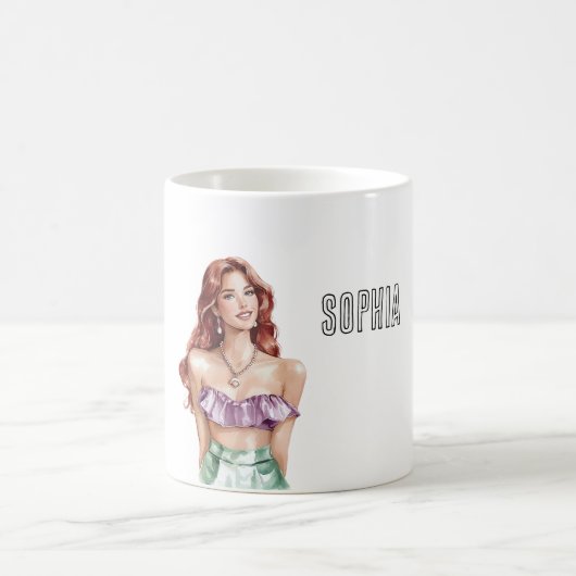 Mug Cheveux Rouges Femme Haut Violet (Centre)