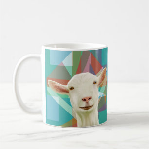 Mug Chèvre blanche colorée Arrière - plan géométrique
