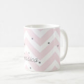 Mug Chevron et points Pastel Rose tendance Personnalis (Devant droit)