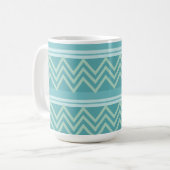 Mug Chevron géométrique bleu sarcelle vert (Devant gauche)