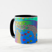 Mug Chevron Géométrique Bleu Vert (Devant gauche)