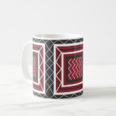 Mug Chevron Gris Carré gris blanc rouge géométrique (Devant gauche)