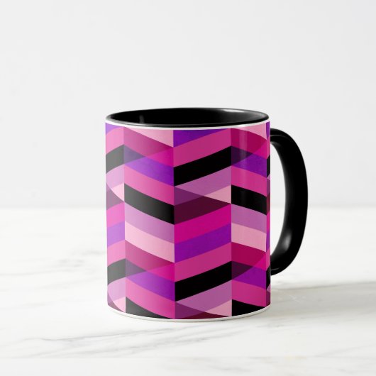 Mug Chevron/Herringbone abstrait | Violets et Violet (Devant droit)