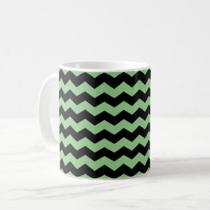 Mug Chevron moderne ZigZag noir et vert clair