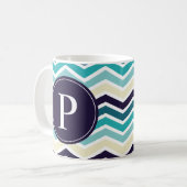 Mug Chevron Monogram Navy Blue Cream (Devant gauche)