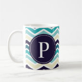 Mug Chevron Monogram Navy Blue Cream (Gauche)