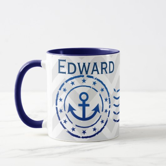 Mug Chevron nautique et sceau d'Ancre (Gauche)