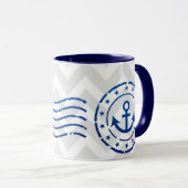 Mug Chevron nautique et sceau d'Ancre (Devant droit)