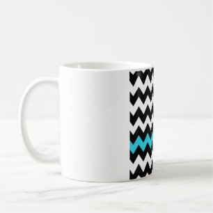 Mug Chevron Noir, Blanc & Aqua – Accent Zigzag Éclair