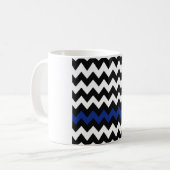 Mug Chevron noir, blanc et bleu royal – Accent zigzag (Devant gauche)