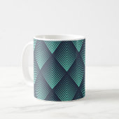 Mug Chevron Op-Art bleu néon. (Devant gauche)