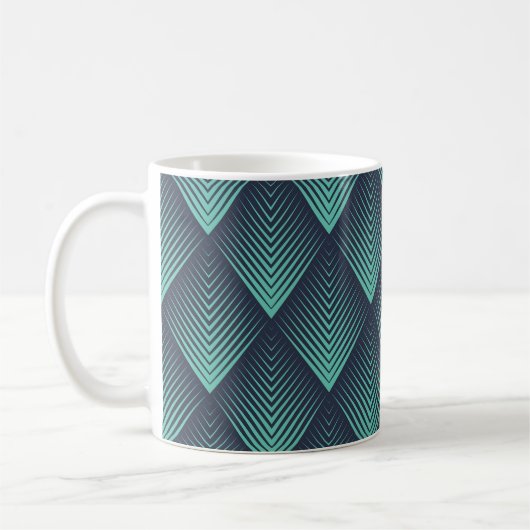 Mug Chevron Op-Art bleu néon. (Gauche)