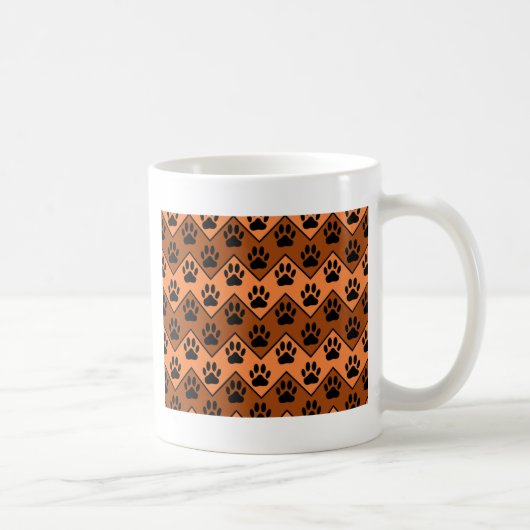 Mug Chevron Orange Brown Avec Motif Paw Chien (Droite)