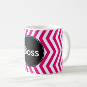 Mug Chevron rose chaud et blanc minuscule (Devant droit)