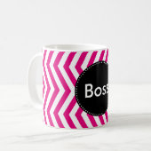 Mug Chevron rose chaud et blanc minuscule (Devant gauche)