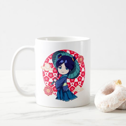 Mug Chibi Anime Kawaii Kimono (Avec donut)