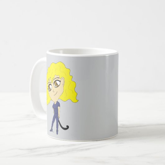 Mug Chibi avec un chat comme une queue (Devant gauche)