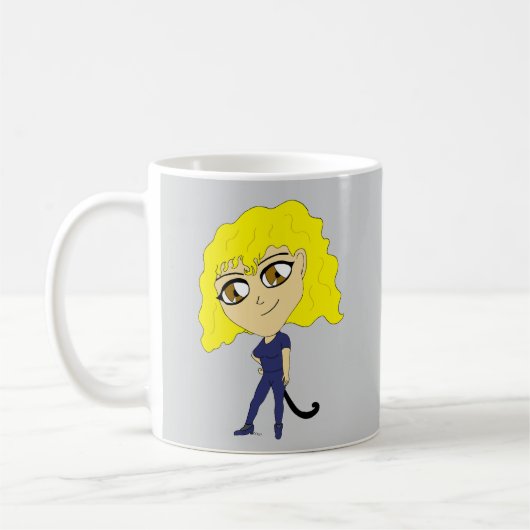 Mug Chibi avec un chat comme une queue (Gauche)