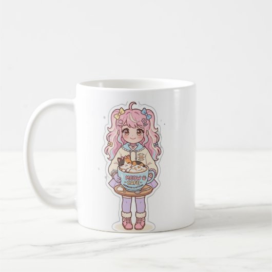Mug Chibi Fille Anime Café Neko Kawaii (Gauche)