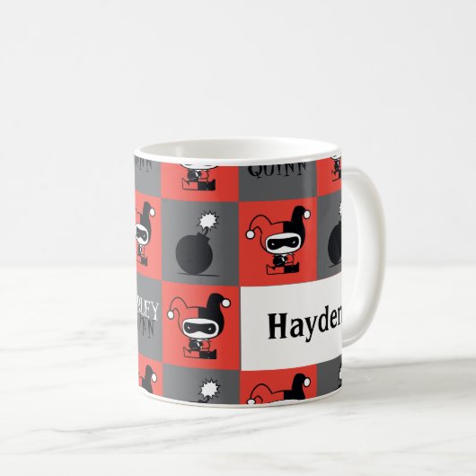 Mug Chibi Harley Quinn Checker Motif (Devant droit)