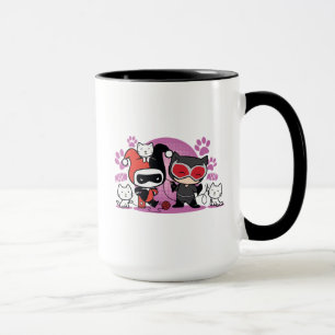 Mug Chibi Harley Quinn & Chibi Catwoman Avec Chats