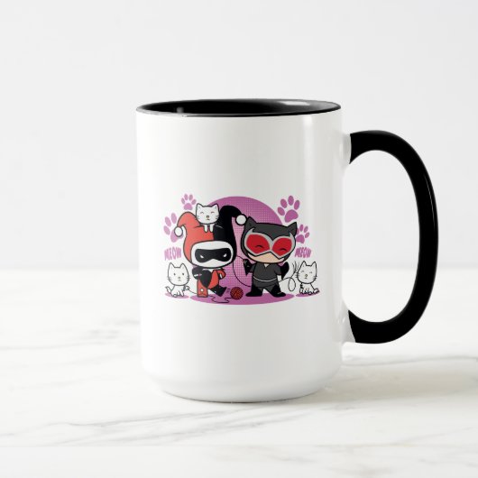 Mug Chibi Harley Quinn & Chibi Catwoman Avec Chats (Droite)