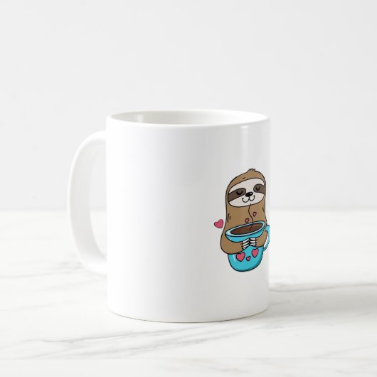 Mug Chibi Sloth Coffee Lover � Cute Kawaii Sloth Huggi (Devant gauche)