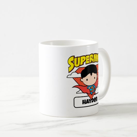 Mug Chibi Superman Polka Dot Shield et nom (Devant droit)