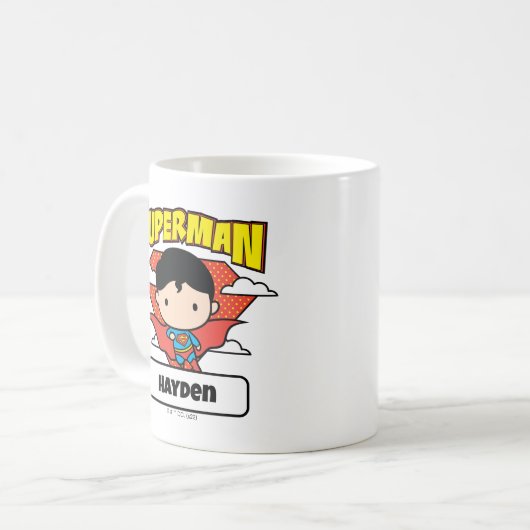Mug Chibi Superman Polka Dot Shield et nom (Devant gauche)
