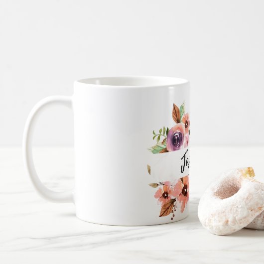 Mug Chic Aquarelle bouchon floral (Avec donut)