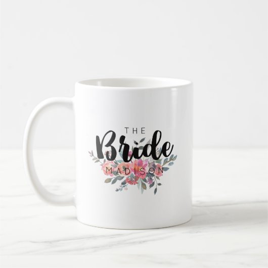 Mug Chic Aquarelle Florale Mariage (Gauche)