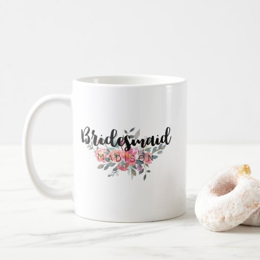 Mug Chic Aquarelle Florale Mariage Bridesmaid (Avec donut)