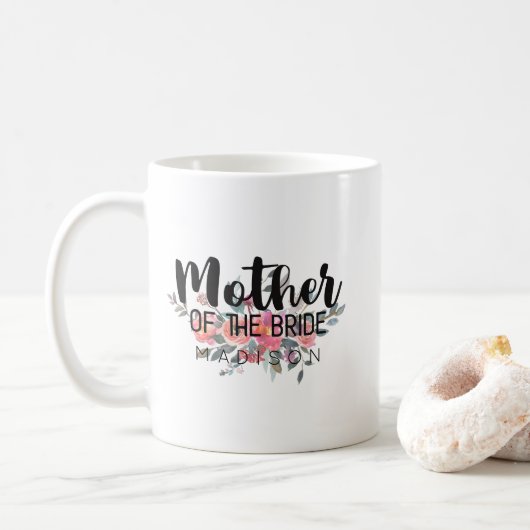Mug Chic Aquarelle Mariage Floral Mère de la Mariée (Avec donut)