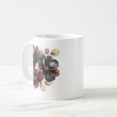 Mug Chic aquarelle or noir et fleurs bordeaux (Devant gauche)