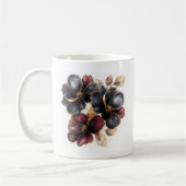 Mug Chic aquarelle or noir et fleurs bordeaux (Gauche)