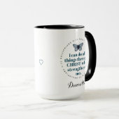 Mug Chic Bible Verse Philippians Blue Butterfly Nom (Devant droit)