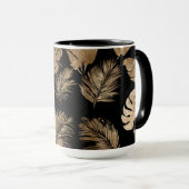 Mug Chic Black Gold Tropical Feuilles (Devant droit)