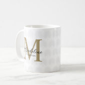 Mug Chic Blanc Anahaw Leaf Script Monogramme (Devant gauche)
